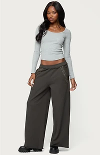 Edikted Wrenn Studded Wide Leg Sweatpants