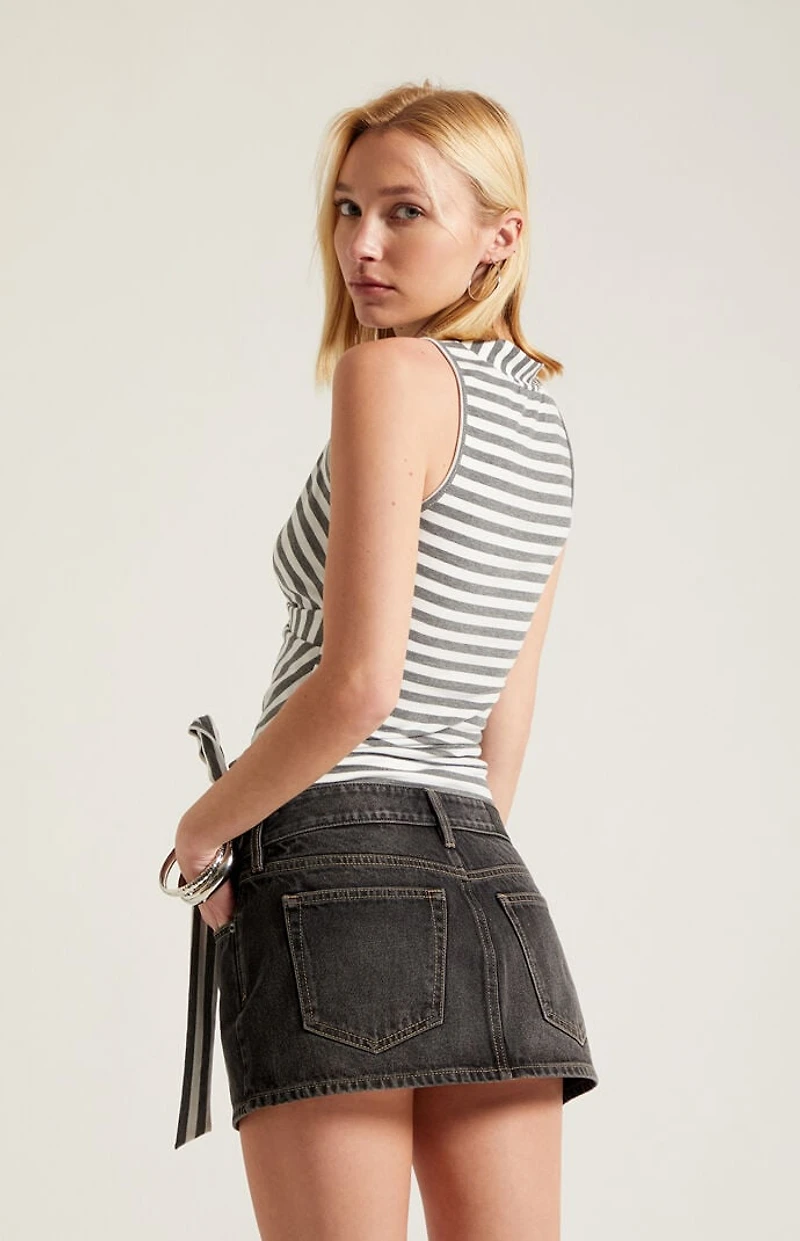 Third Charm Zoe Striped Tie Front Tank Top