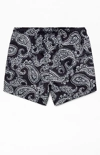 Pacsun Black Paisley AOP 4.5" Swim Trunks