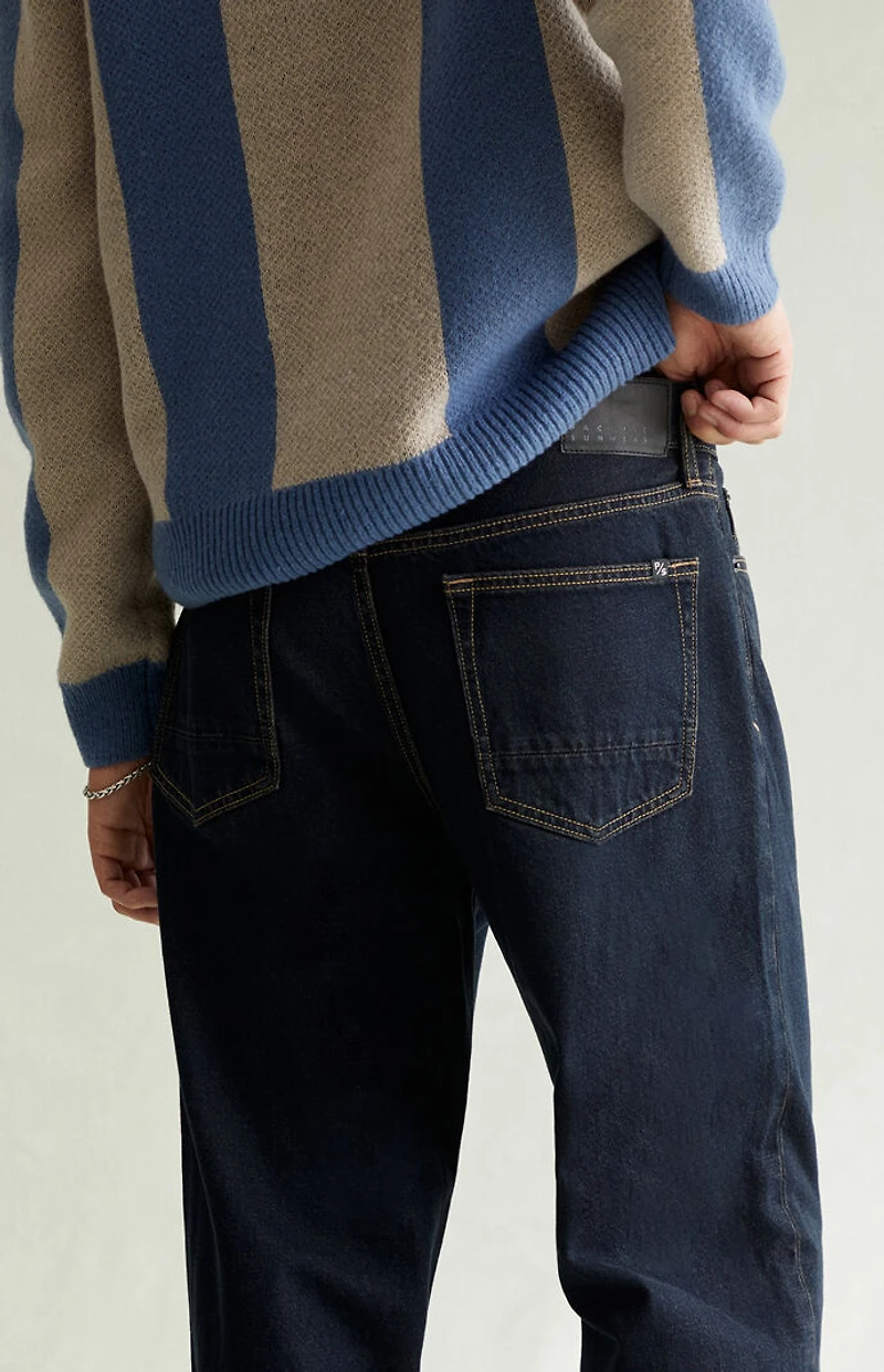 Pacsun Dylan Baggy Jeans Contrast Stitch Dark Blue