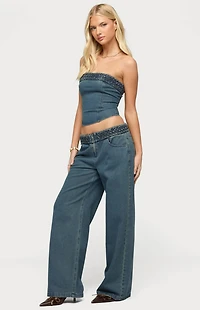 Edikted Braidey Strapless Denim Top