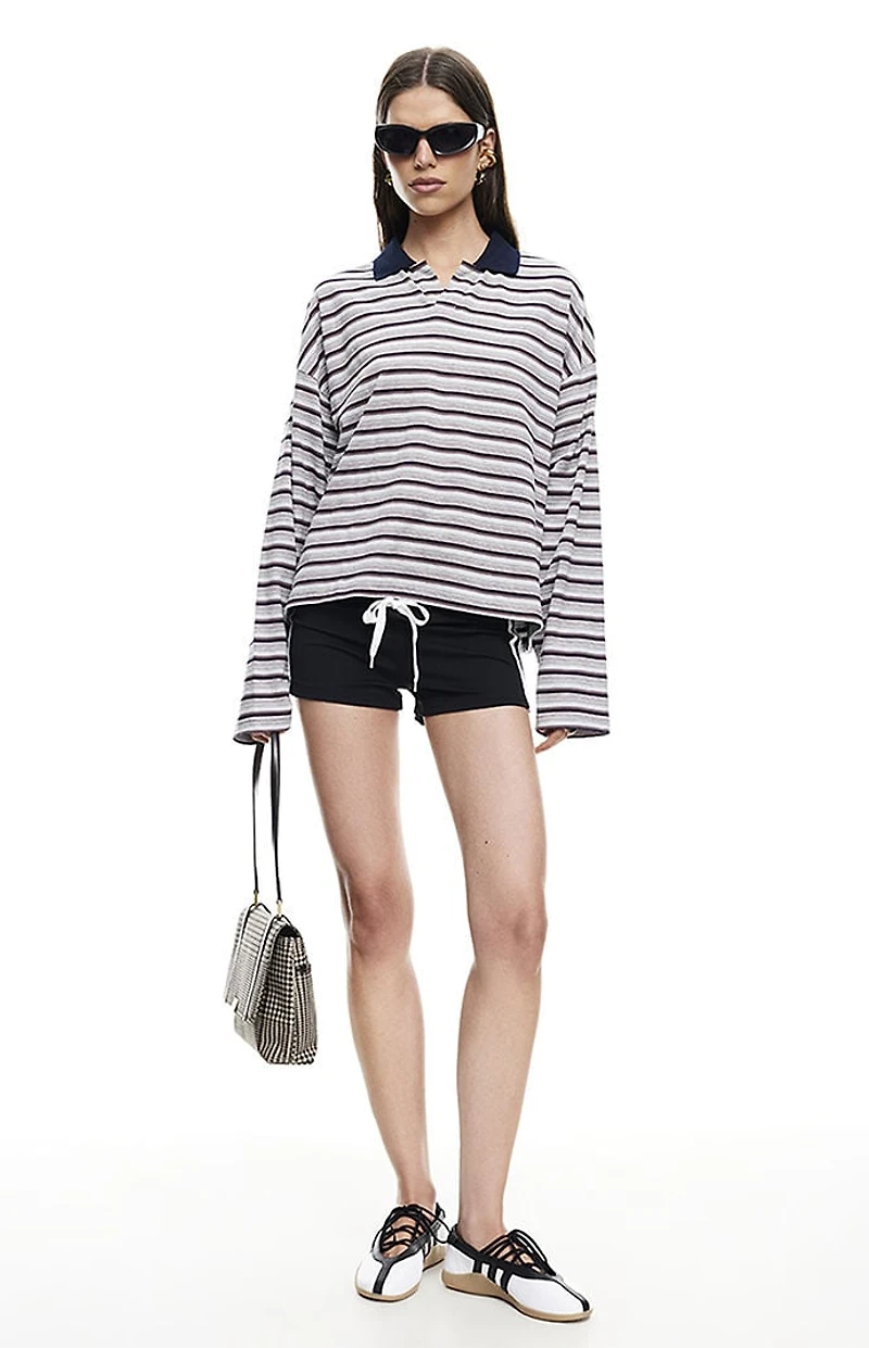 LIONESS Black & Gray Striped Rebels Jersey Long Sleeve Top