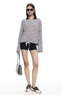 LIONESS Black & Gray Striped Rebels Jersey Long Sleeve Top