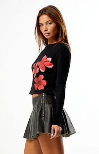 Third Charm Floral Trio Long Sleeve Crop Top