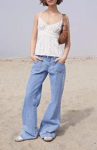 John Galt White & Black Floral Tiffany Tank Top