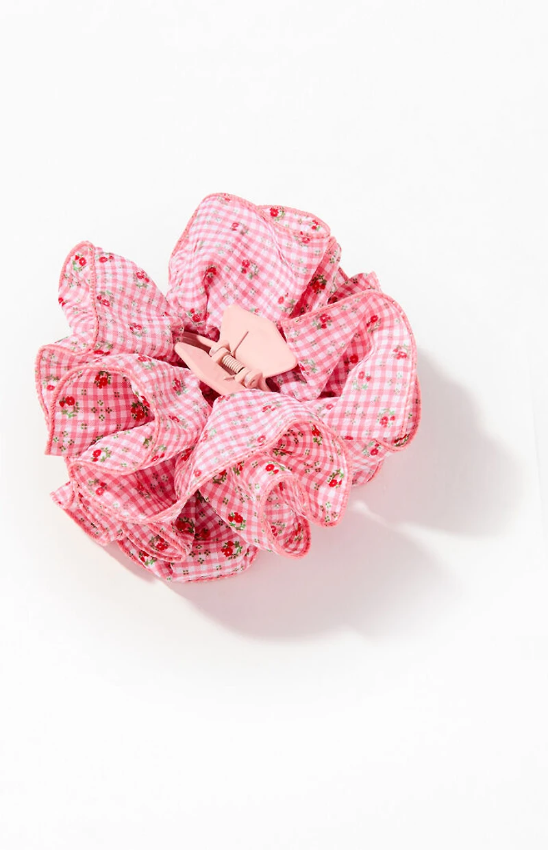 LA Hearts Gingham Floral Ruffle Hair Clip