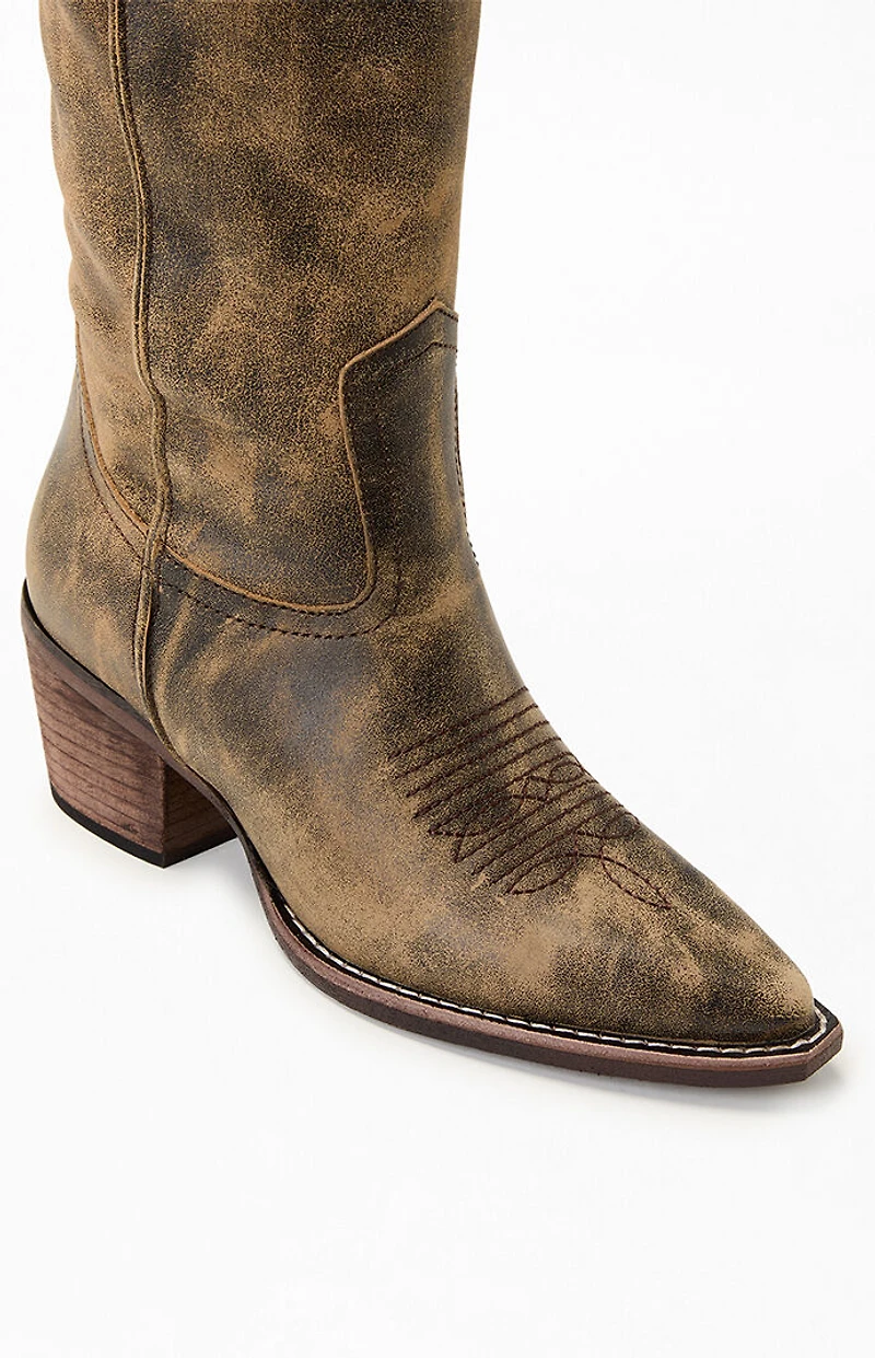 Steve Madden Women's Albany Leather Cowboy Boots