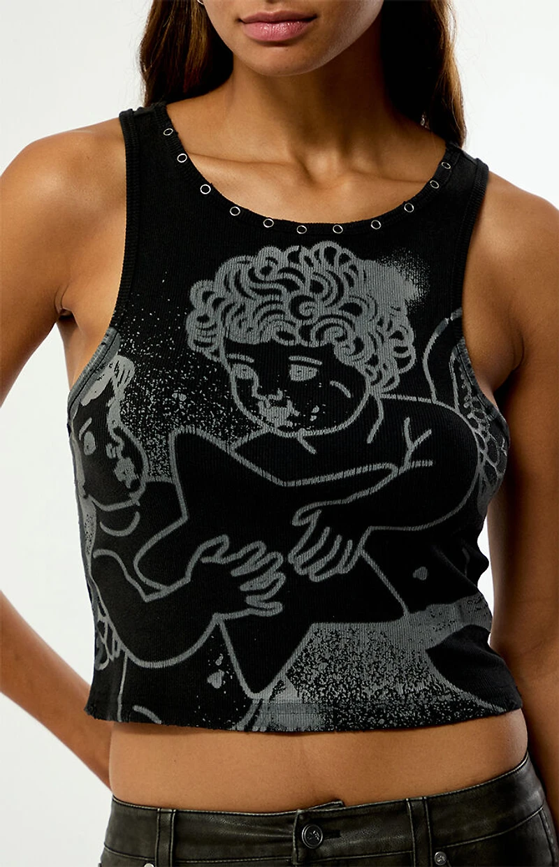 PLAY PALM ANGELS Grommet Ribbed Tank Top