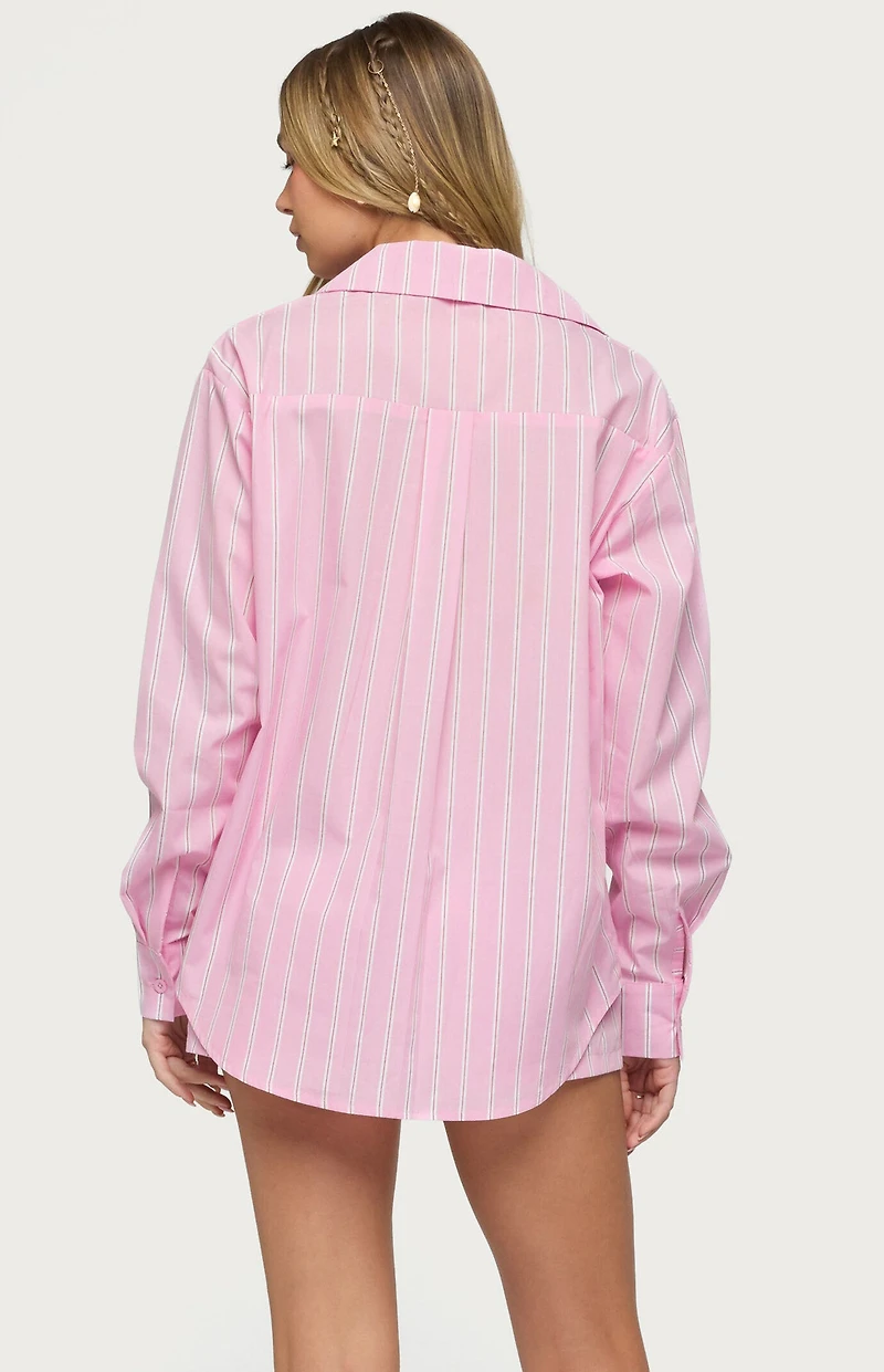 Edikted Carmella Striped Oversized Shirt