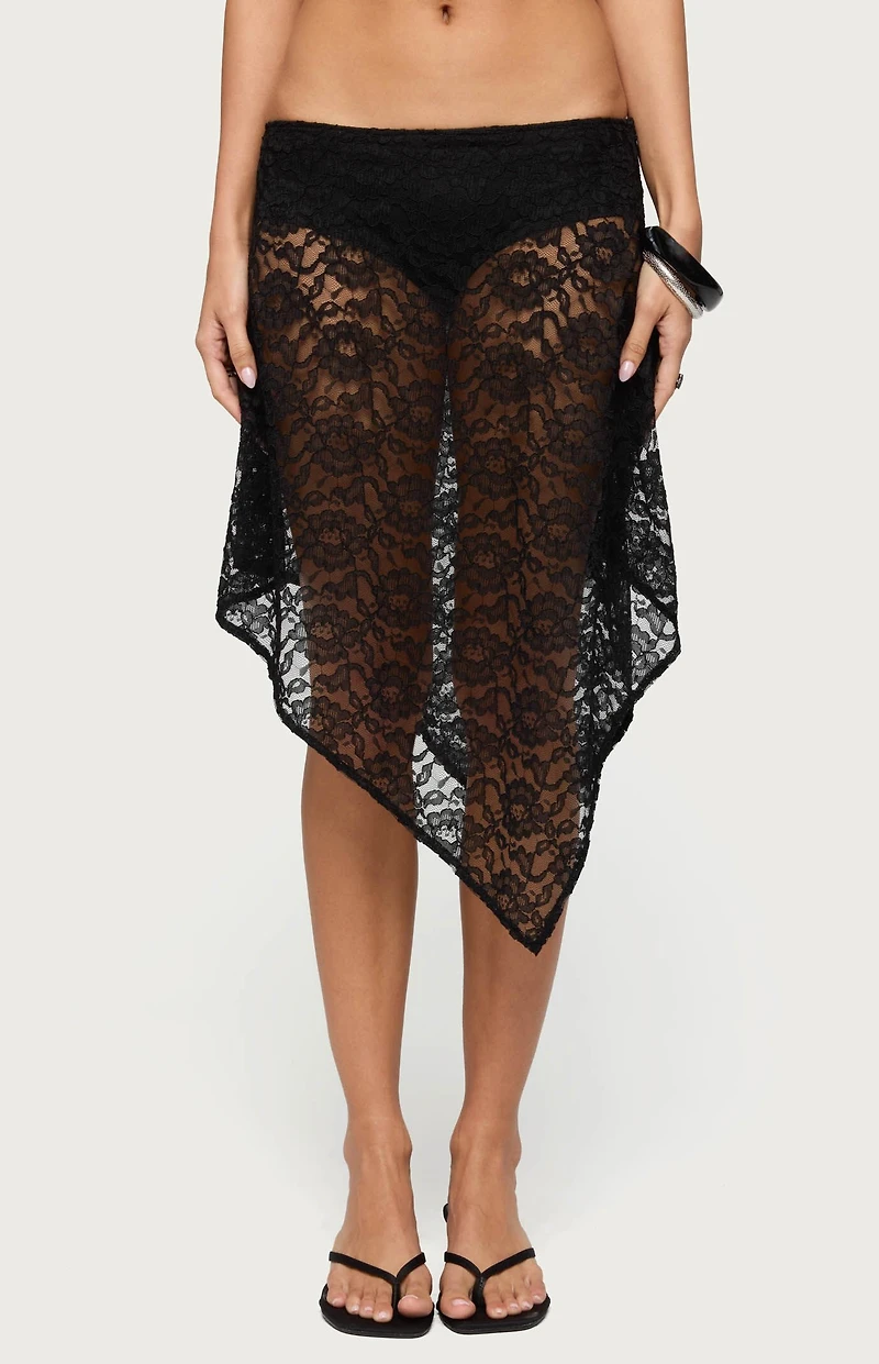 Edikted Sheer Lace Handkerchief Mini Skort