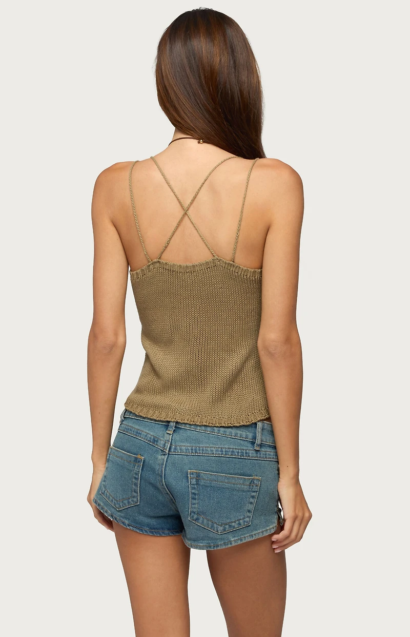 Edikted Fernie Bead Fringe Knit Top