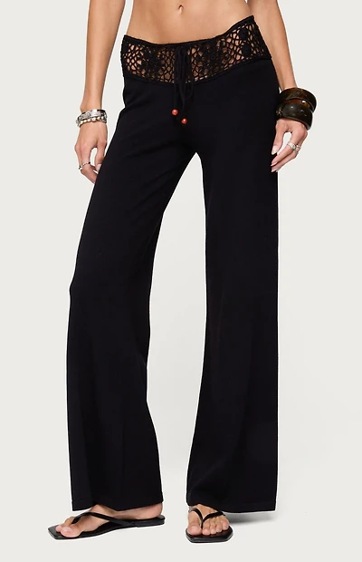 Edikted Kirsty Crochet Waist Knit Pants