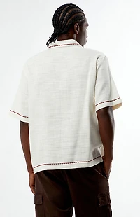 Pacsun Cream Western Embroidered Oversized Resort Camp Shirt
