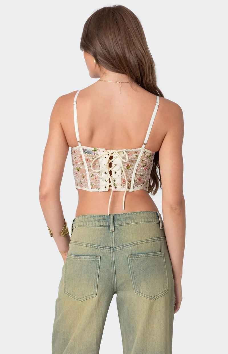 Edikted Embroidered Sheer Lace Corset