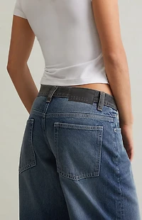 Pacsun Sloane Low Rise Ultra Baggy Jeans Contrast Waistband Medium Blue