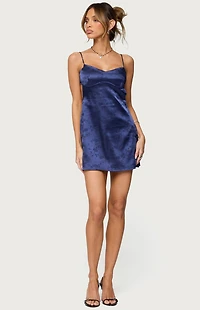 Edikted Kara Embroidered Satin Effect Mini Dress