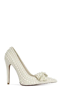 AZALEA WANG Women's Naamah White Pearl Stiletto Pumps