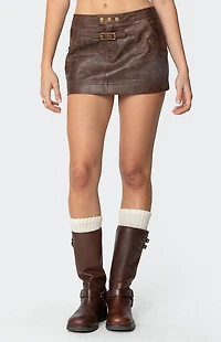 Edikted Pax Faux Leather Mini Skirt