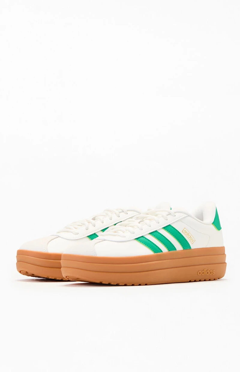 adidas Women's White & Green VL Court Bold Sneakers