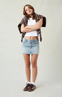 Pacsun Bella Stretch Light Indigo Mid Rise Denim Mini Skirt