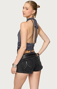 Edikted Two Piece Cowl Neck Scarf Halter Top