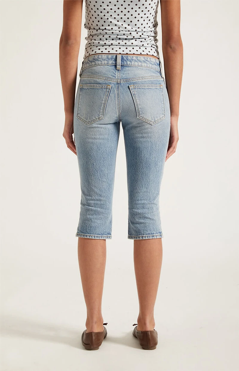 Pacsun Capri Denim Shorts Stretch Light Blue