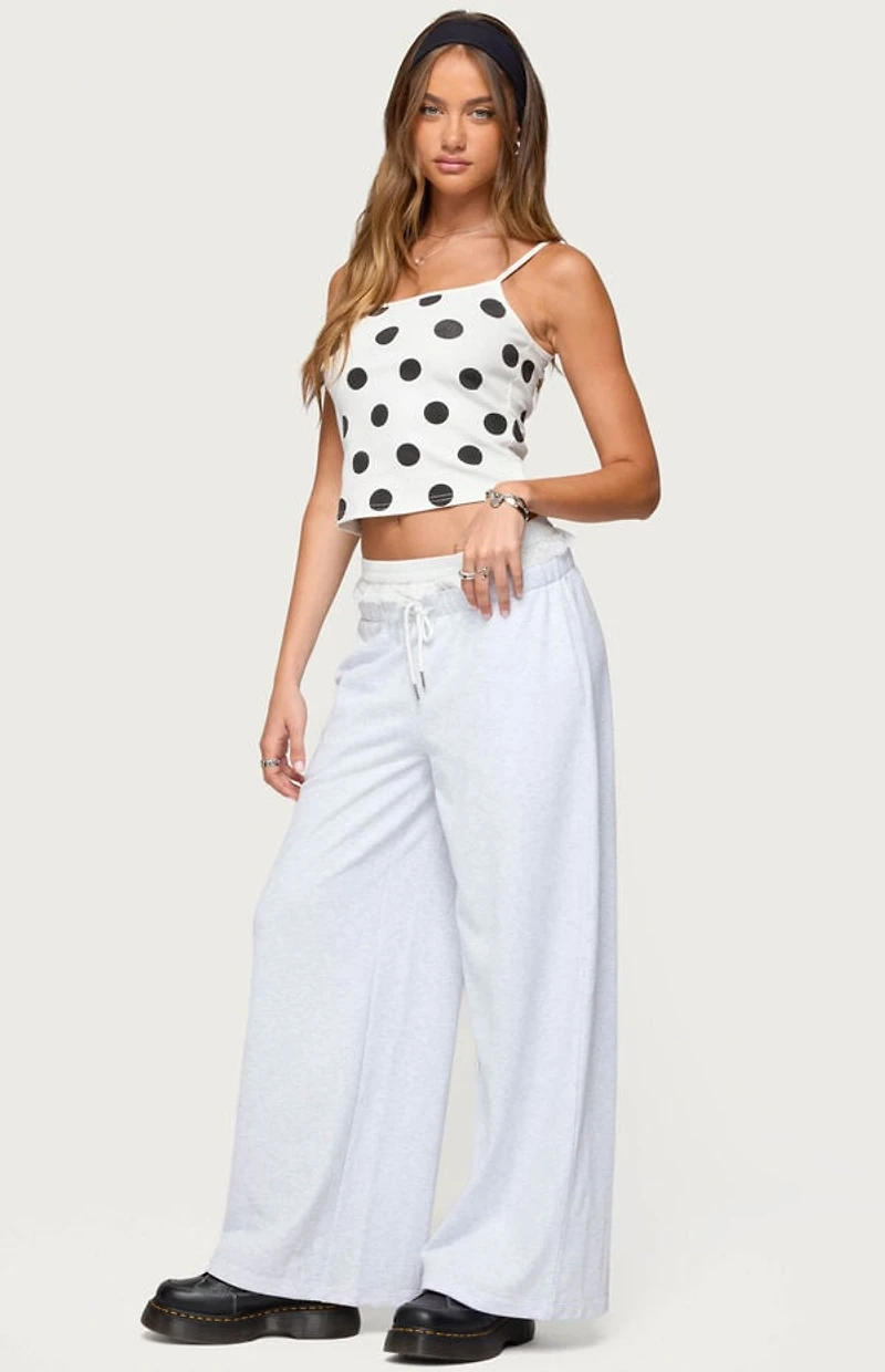 Edikted Tamia Peekaboo Ruffle Lace Sweatpants