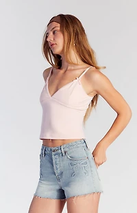 Pacsun Bow Embossed High Waisted Denim Festival Shorts