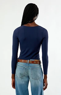 Your Favorite Gianna Plunge V-Neck Long Sleeve Top