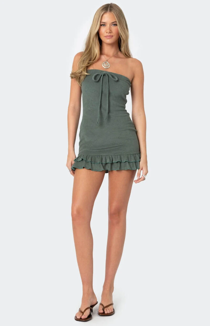 Edikted Terry Cloth Strapless Mini Dress