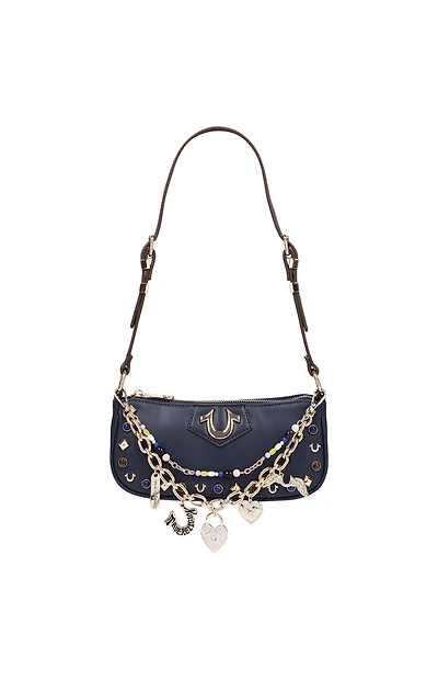 True Religion Navy Chain & Studs Shoulder Bag