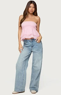 Edikted Toria Ruffled Eyelet Strapless Top