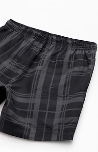 Pacsun Black Plaid Eco 6.5" Swim Trunks