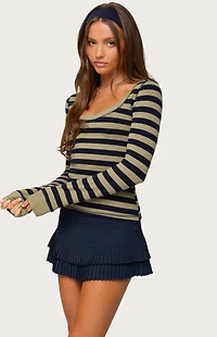 Edikted Rainey Striped Long Sleeve Top