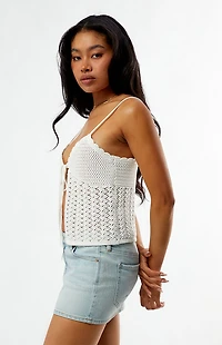 Your Favorite Leena Crochet Tie Front Tank Top
