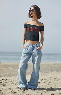 John Galt Black Bonnie New York Off-The-Shoulder Top