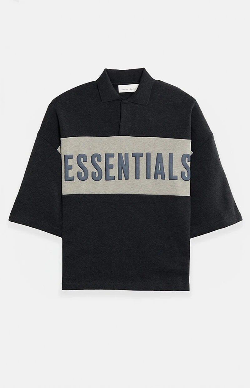 Fear of God ESSENTIALS Iron Grey Heather Paneled Cropped Polo Shirt