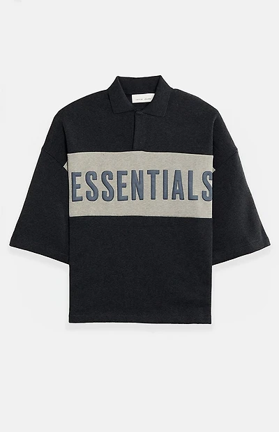 Fear of God ESSENTIALS Iron Grey Heather Paneled Cropped Polo Shirt