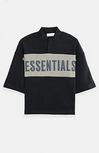 Fear of God ESSENTIALS Iron Grey Heather Paneled Cropped Polo Shirt