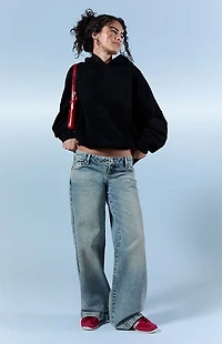 Pacsun Kaia Ultimate Low Rise Baggy Jeans Light Blue Acid Wash