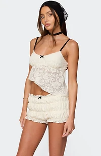 Edikted Este Asymmetric Textured Lace Top