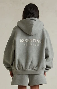 Fear of God ESSENTIALS Kids Concrete Heather Full Zip Fleece Hoodie