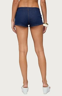Edikted Falen Tie Denim Micro Shorts