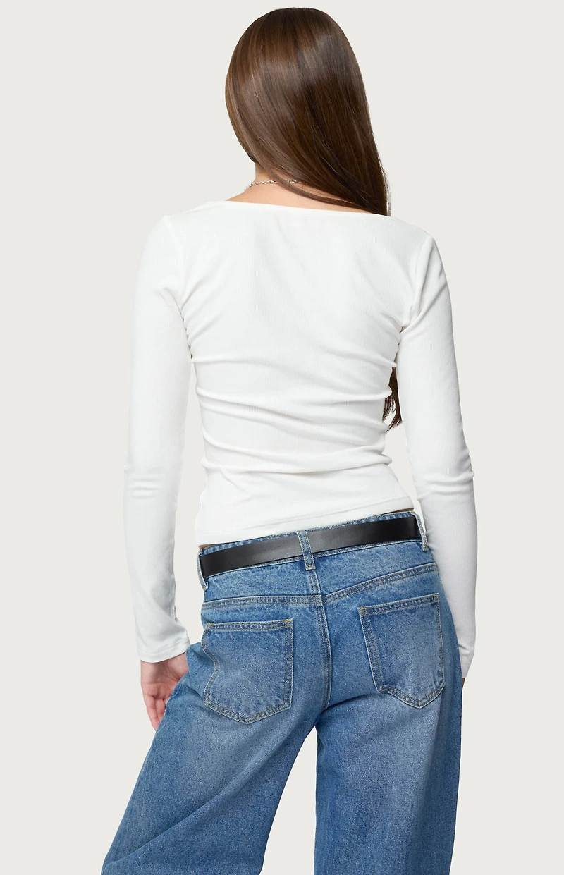 Edikted Zandra Square Neck Ribbed Top