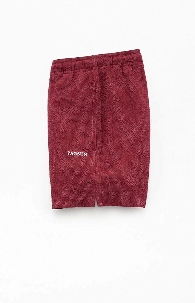 Pacsun Maroon Seersucker 4.5" Swim Trunks