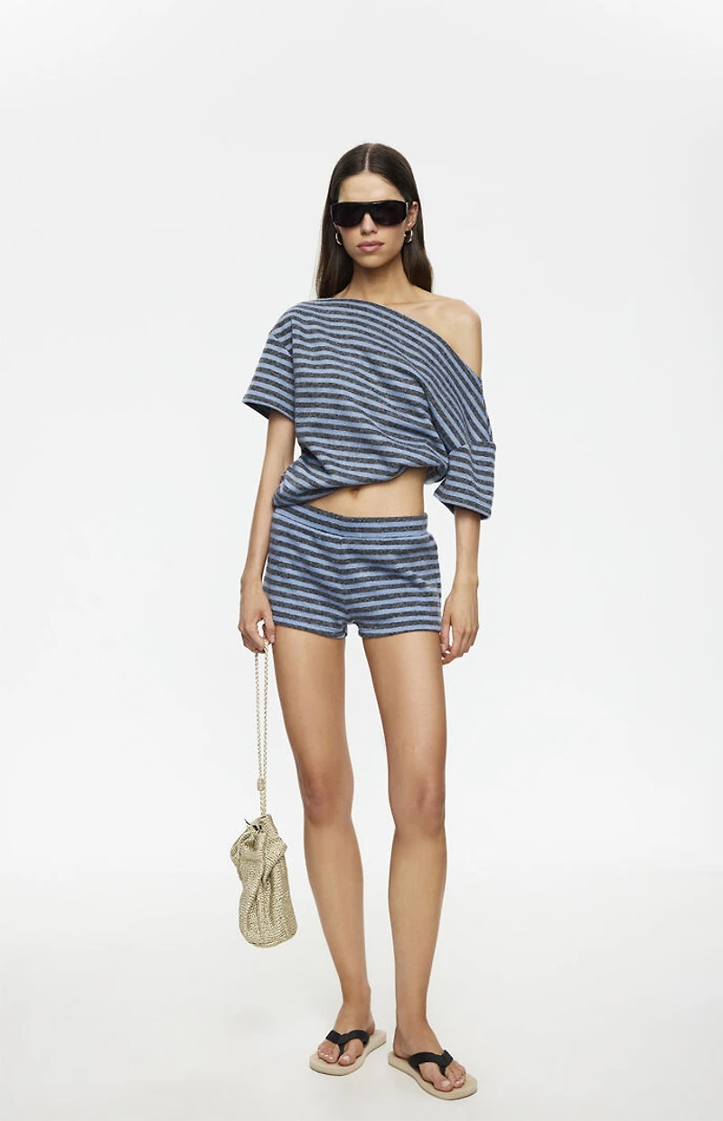 LIONESS Wildlands Grey & Blue One Shoulder Top