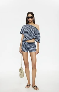 LIONESS Wildlands Grey & Blue One Shoulder Top
