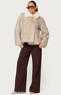 Edikted Contrast Collar Faux Fur Jacket