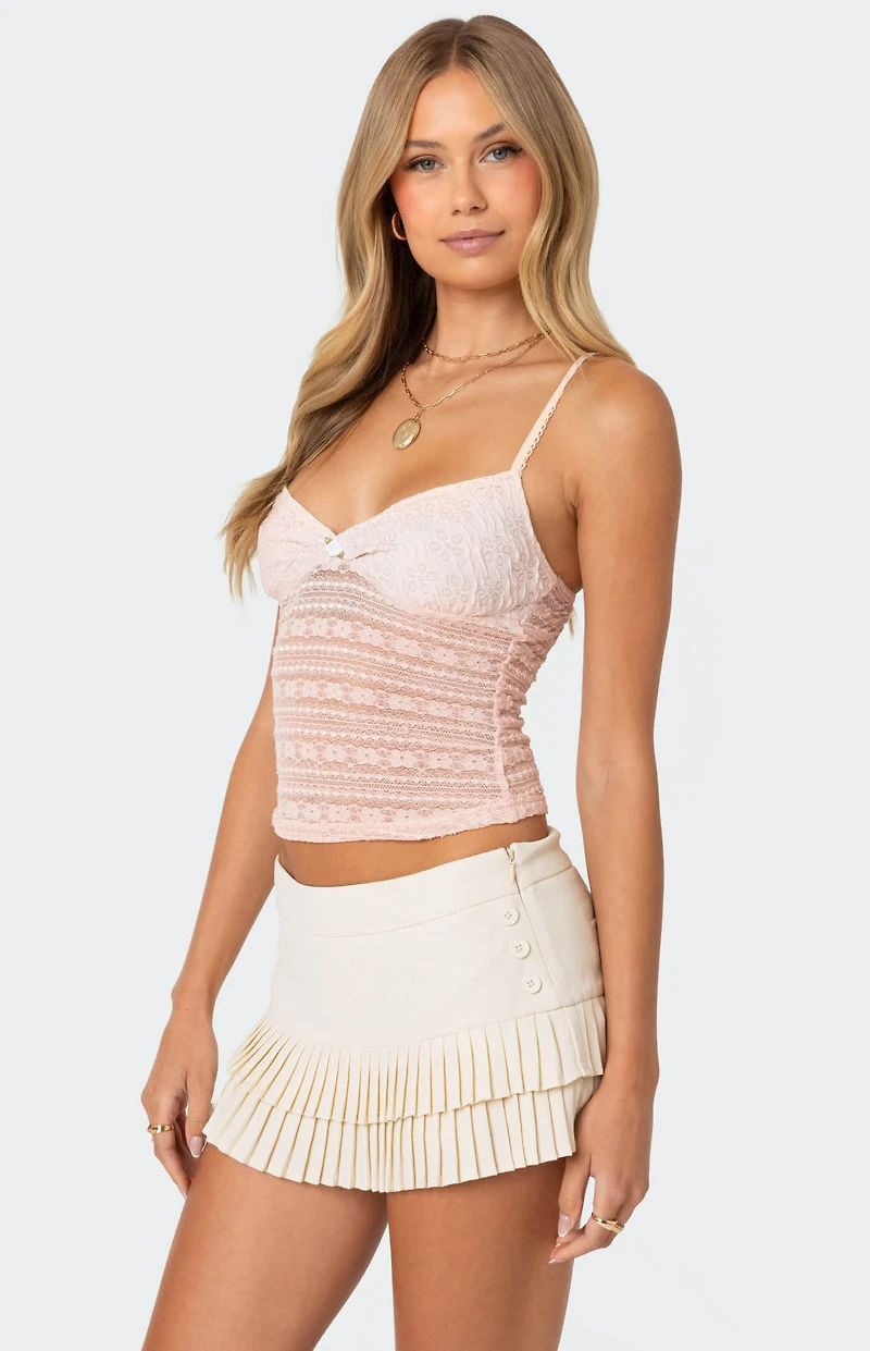 Edikted Tuesday Textured Lace Tank Top