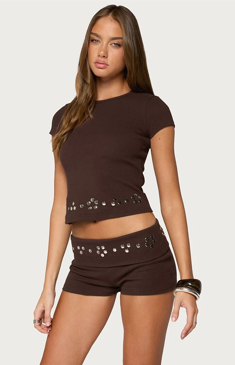 Edikted Fontey Studded Ribbed Top